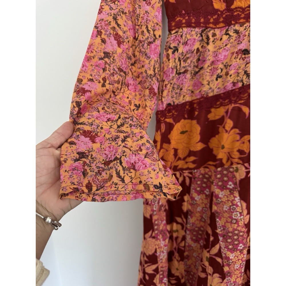 Free People Bohemian Retro 70s Gypsy Fall Floral Tilda Maxi Dress NEW - Picture 8 of 13